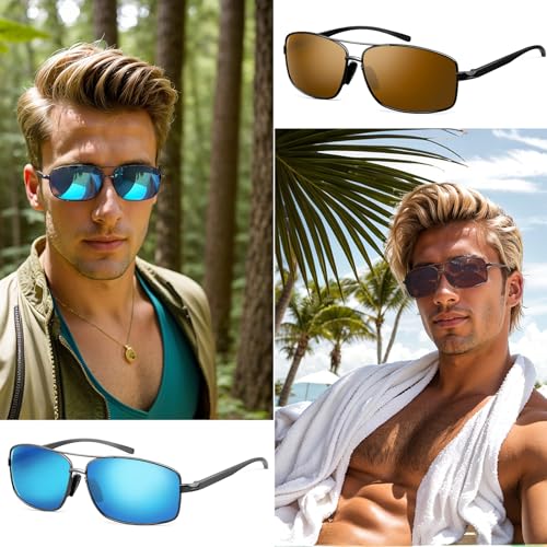 Polarized Rectangle Sunglasses for Men Women UV400 Protection Adjustable Rectangular Driving Glasses Ultra Lightweight4