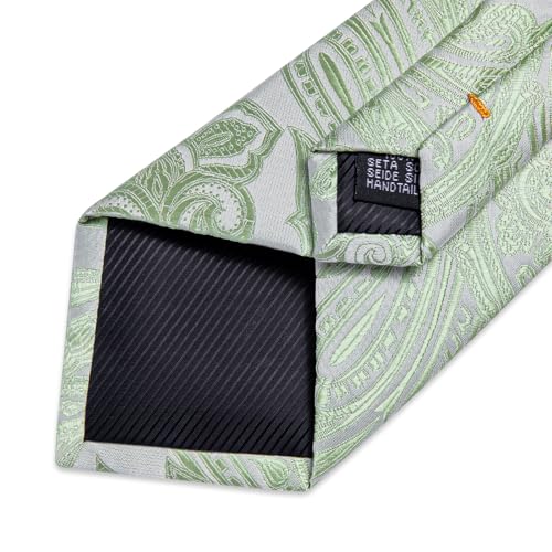 Image of DiBanGu Paisley Ties for Men Silk Necktie and Pocket Square Cufflinks Tie Clip Set Woven Classic Mens Tie for Wedding Party