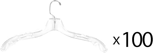 Miniatura 6 de Perchas de plástico transparente para camisas de adultos de 17 pulgadas de ancho con gancho giratorio y hombros con muescas (cantidad 25)