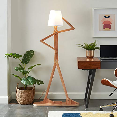 Hroome Cool Tall Floor Lamp For Living Room Bedroom Farmhouse - Corner Decorative Reading Standing Light Wood Creative Swing Arm Arc Design Gift For Kids/Boys/Girls Bedside - With Led Bulb (Ash) #TOP3