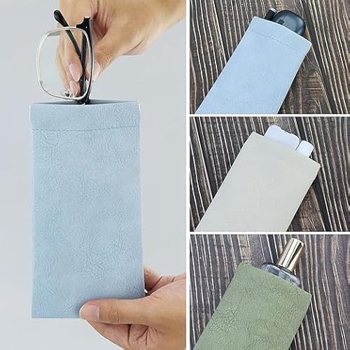 JRSHIRLEYLTD 4 Stück Brillenbeutel, tragbare Quetschbrillentasche, tragbare weiche Tasche mit 1 kleinen Schraubendreher und 4 Brillenputztücher, für Sonnenbrillen, Brillen