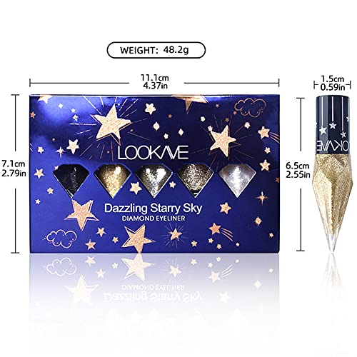 Go Ho Glitter Liquid Eyeliner Colorful Set,5 Colors Metallic Shimmer White Black Silver Gold Diamond Eyeliner,Glitter Eyeliner Sticks,Waterproof Eyeliner,Long Lasting Sparkle Eye Makeup thumb #5