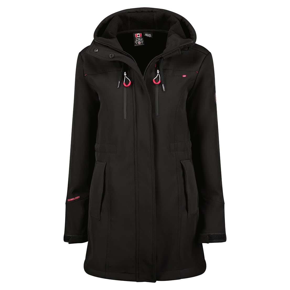Canadian Peak Toceaneak Lady - Veste Femme Softshell Capuche Impermeable - Manteau Polaire Blouson Coupe Vent Resistant Travail - Vetement Randonnee Ski Automne Hiver Printemps