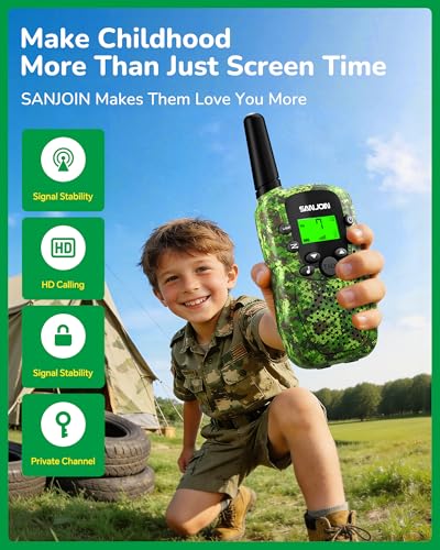 Image of Walkie Talkies for Kids Games Outdoor Toys for 3-12 Year Old Boys Girls, 3 Miles Range Walkie Talkie as Camping Essentials, 4 Year Old Girl Birthday Gifts for 3 4 5 6 7 8 9 Year Old Boy Girl Gift