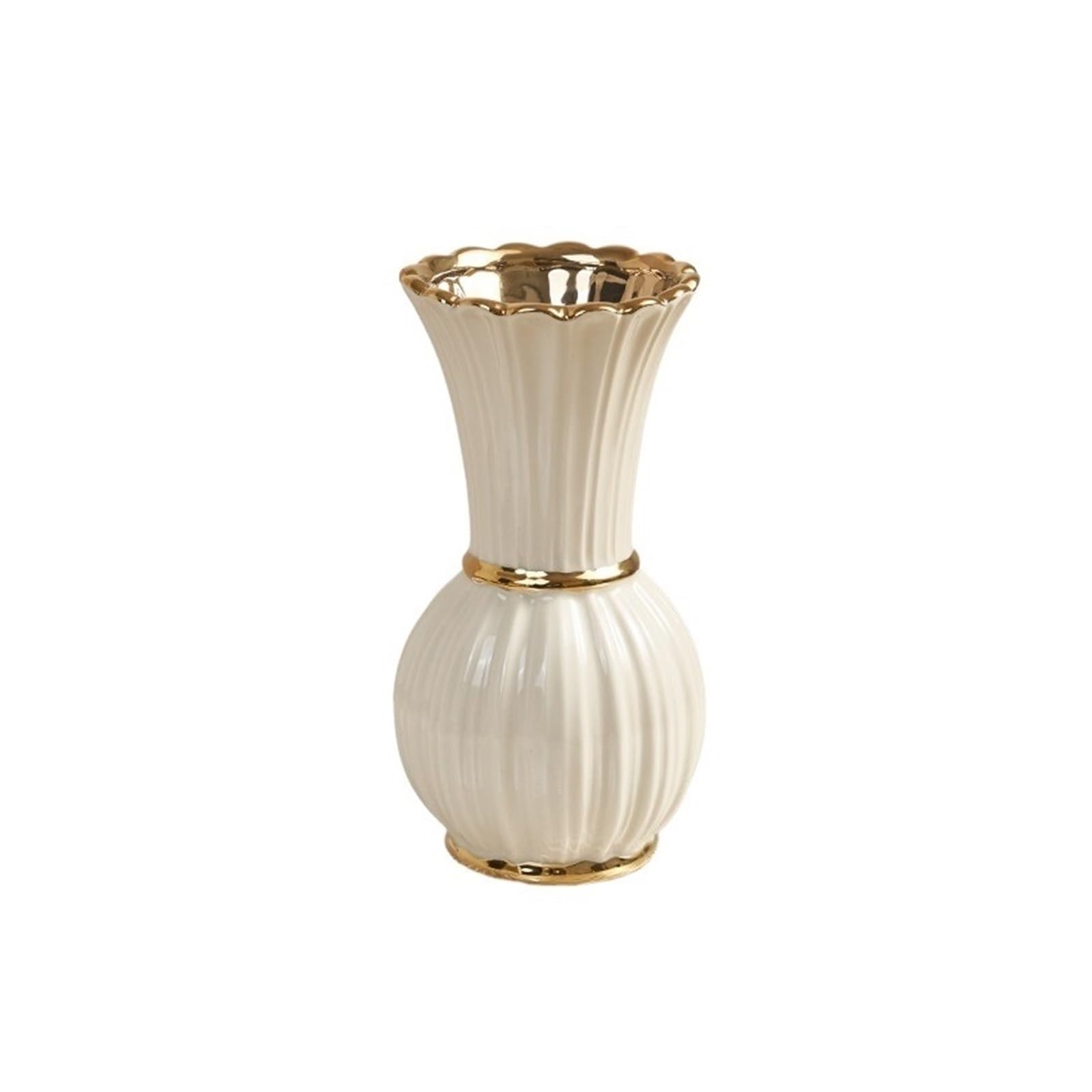 Modern Minimally Modern Ceramic Vase with White Floral Arrangement Living Room Decoration Centerpieces(Small)