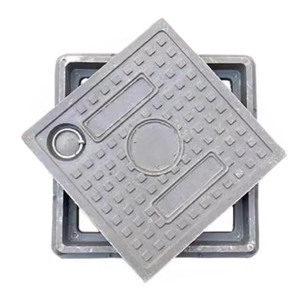 LWJSOCP Manhole Cover,Durable Resin Manhole Cover with Handles, Flush-Fit Septic Lid, Recessed Yard Sewage Basin Cover (23.6x23.6x1.6 in) for Enhanced Safety and Aesthetics