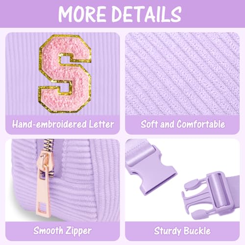 Image of Gitus Girls Birthday Gifts - Initial Fanny Pack Belt Bag for Teen Girls - Trendy Personalized Preppy Stuff (Lavender-S)