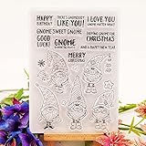 5pcs Gnome Clear Stamps Merry Christmas Blessing Words Pattern Transparent Seal Stamps for Holiday C