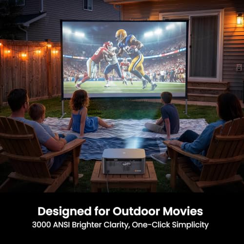 Image of HAPPRUN 3000 ANSI Google TV Projector, 4K HDR, Auto Focus | Google TV • 3000 ANSI Brightness • 4K HDR • Dolby Audio • AI Auto Focus • Motion Compensation • Plug & Play