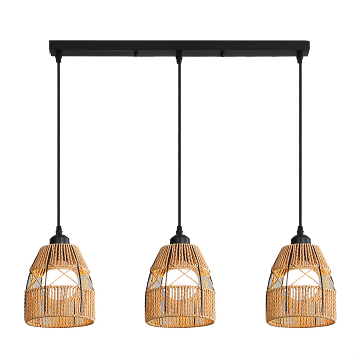 LQZCXMF Vintage Hemp Rope Dining Room Pendant Light Small Chandelier Unique Wabi-sabi Lantern Illumination E26 Light Fixtures Modern Kitchen Island Lights for Bedroom Living Dining Room, E26 Bulb