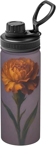 Vista 17 de Coral Amber Red Printed Insulated Water Bottle, 18oz Stainless Steel Funny Travel Mug, Leakproof Hot & Cold for Sports, Gym, Hiking Coral Amber