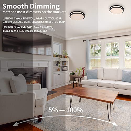 Dakason 2Pack Led Flush Mount Ceiling Light Fixture, 13” 20W On/Off Switch To Select 3000K/4000K/5000K, Dimmable Ceiling Lamp For Kitchen, Living Room, Hallway, Oil Rubbed Bronze #TOP3