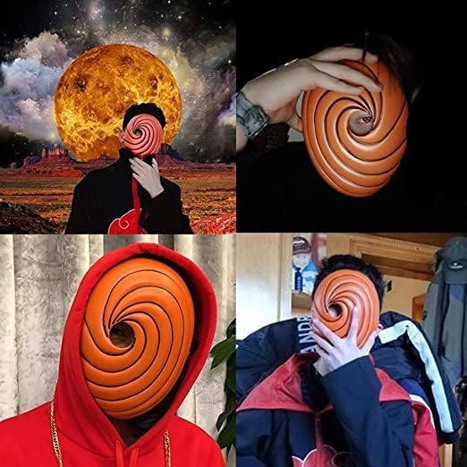 Miniatura 6 de Obito Tobi máscara anime ninja anbu regalo para niños máscara de Halloween accesorios de accesorios para Aldult naranja 10 x 7 pulgadas