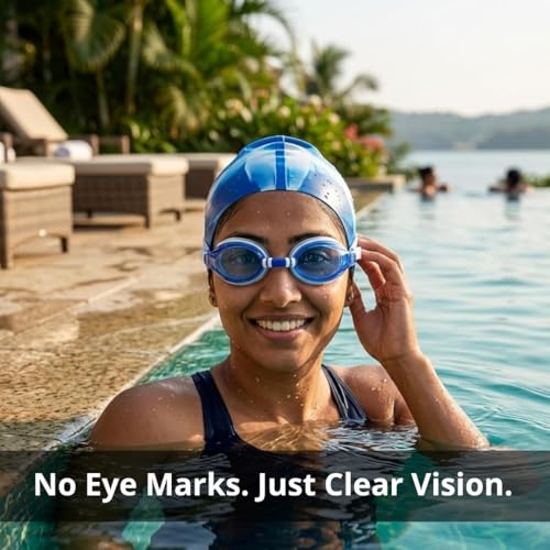 Image of BURNLAB Swimming Goggles for Everyday Pool Use, Clear Vision Lens, Easy Adjustable Strap, Unisex Adult (White blue)