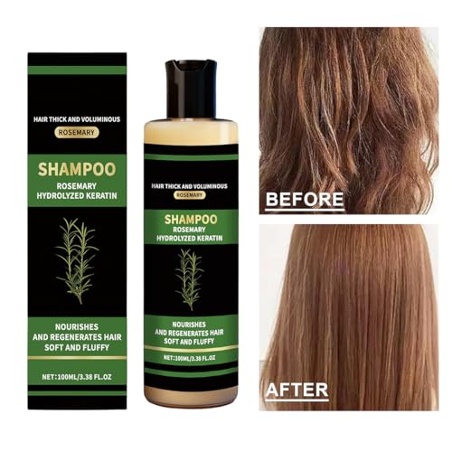 Image of THUIOP Organic Rosemary Hair Growth Shampoo, Rosemary Hydrolyzed Keratin Shampoo for Thinning Hair, Nourishes and Regenerates Hair for Women and Men.100ML*2Pcs