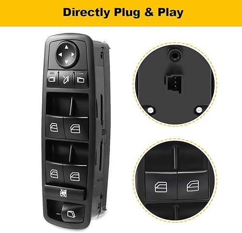 Miniatura 3 de OCPTY Interruptor de elevalunas eléctrico del lado del conductor, interruptor de control maestro para Mercedes-Benz 2007-2009 GL320 para GL350 para