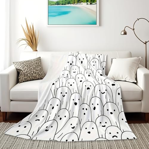 Cute Ghost Flannel Fleece Blanket Throw Size,Super Soft Cozy Blac...
