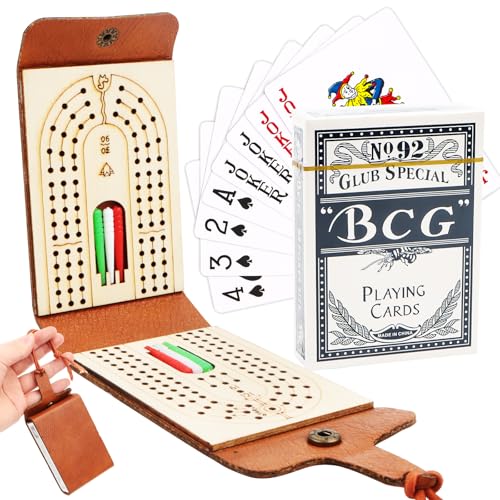 Vugttuon Cribbage Board With Pegs Cribbage Board Game Set With Full Deck Of Cards And 6 Pegs For Game Night Travel Cribbage Board Game Set Pegs Cribbage Accessories Cribbage Board With Pegs Game Bag