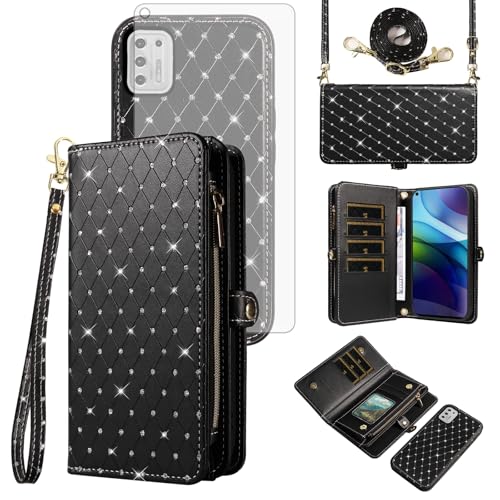 Coque fermeture éclair Moto G Stylus 2021 4G avec fente cartes et sangle