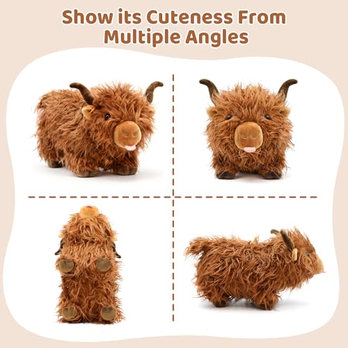 Image of Highland Cow Stuffed Animal - 15 inch Large Highland Cow Plush, Farm Animal Cattle Plush Decor Gifts for Kids