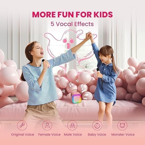 Image of Kids Karaoke Speaker with Wireless Microphone | Portable Bluetooth Singing Machine with LED Lights | Mini Rechargeable Karaoke System for Boys & Girls (1 Mic, Blue)