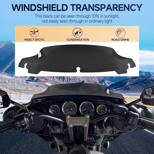Image of Black 4.5 inch Windshield Motorcycle Wave Windscreen Compatible for Harley 2014-2023 Harley Davidson Touring Street Glide /Electra Glide /Ultra Limited /Tri Glide FLHT FLHX FLHTK FLHTC FLHTCU