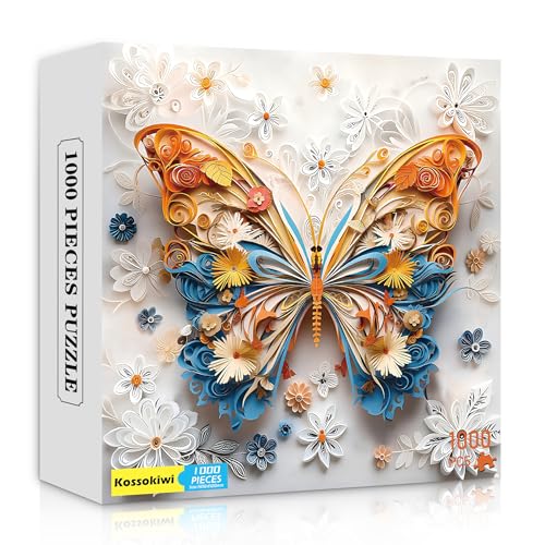 Butterfly Puzzles para Adultos 1000 Piezas, Rompecabezas de Mariposas y Flores Coloridas, Rompecabezas Artísticos de Papel Difíciles para Adultos miniatura 1