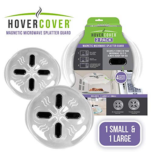 Set of 2 Hover Cover Magnetic Microwave Splatter Lid with Steam Vents Plate