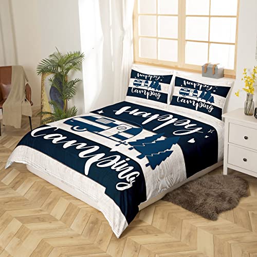 richhome Camping Car Decor Comforter Cover,RV Travelling Trailer Car Camper Duvet Cover for Girls Teens Bedroom Gifts,Spring Outing Western Farmhouse Comforter Cover with 2 Pillowcases - Image 3