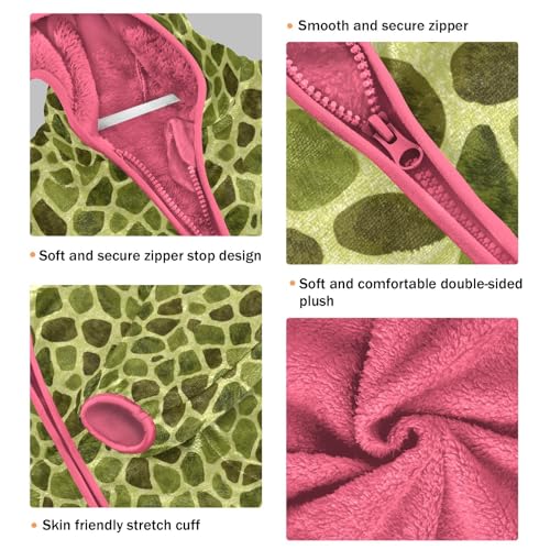 Giraffe Print Toddler Fleece Jacket Baby Girls Hooded Zipper Long Sleeve Thick Warm Outerwear 3-10 Years3