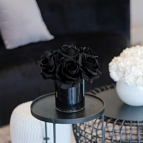 Miniatura 8 de Eyamumo 7 rosas artificiales, flores artificiales de seda sintética, flores falsas de tacto real, decoración de bricolaje para bodas, fiestas,