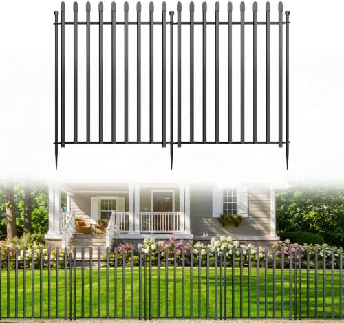 Gartenzaun, Steckzaun für Hunde, 81 cm (H) x 670 cm (L), 10 Paneele | Metallzaun Paneele ohne Graben, Rostfreier Tierzaun für Außenbereich, Beetzaun für Garten, Terrasse, Beete und
