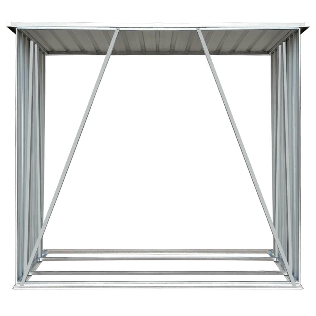 vidaXL Abri de Stockage de Bois Acier Galvanisé Gris Jardin Patio Porte-bûche