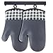 Manoplas de Silicona para Horno, Resistentes al Calor, Manoplas Antideslizantes, Guantes de Horno Impermeables para cocinar, Hornear y Asar, par Gris, Juego de 2