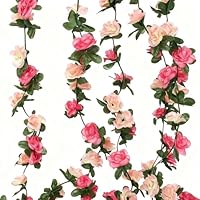 VPB 2 Stück 2.5M Blumengirlande Künstlich,Kunstblumen Rosen Girlande,Künstliche Blumengirlande Deko Hängend Rosengirlande für Hochzeit,Hause,Dekor,Outdoor