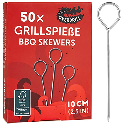 Grillspieße Edelstahl: 50x Premium Edelstahl Grillspieß kurz 10cm – Grill Zubehör für BBQ und Schaschlik – Edelstahl Spieße – Vielseitige Metallspieße Grill – Edelstahl Grill Spieß von OVERGRILL Grillspieße Edelstahl: 50x Premium Edelstahl Grillspieß kurz 10cm – Grill Zubehör für BBQ und Schaschlik – Edelstahl Spieße – Vielseitige Metallspieße Grill – Edelstahl Grill Spieß von OVERGRILL