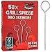 OVERGRILL - 50 spiedi per barbecue in acciaio inox di alta qualità, corti, 10 cm, accessori per barbecue e spiedini in acciaio inox, versatili spiedi in metallo, spiedo in acciaio inox