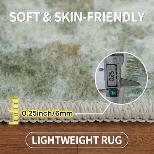 Image of 8x10 Area Rugs for Living Room Rug Washable: Modern Large Rug for Dining Room Bedroom Carpet Non Slip 8 by 10 Indoor Abstract Nursery Home Office Green