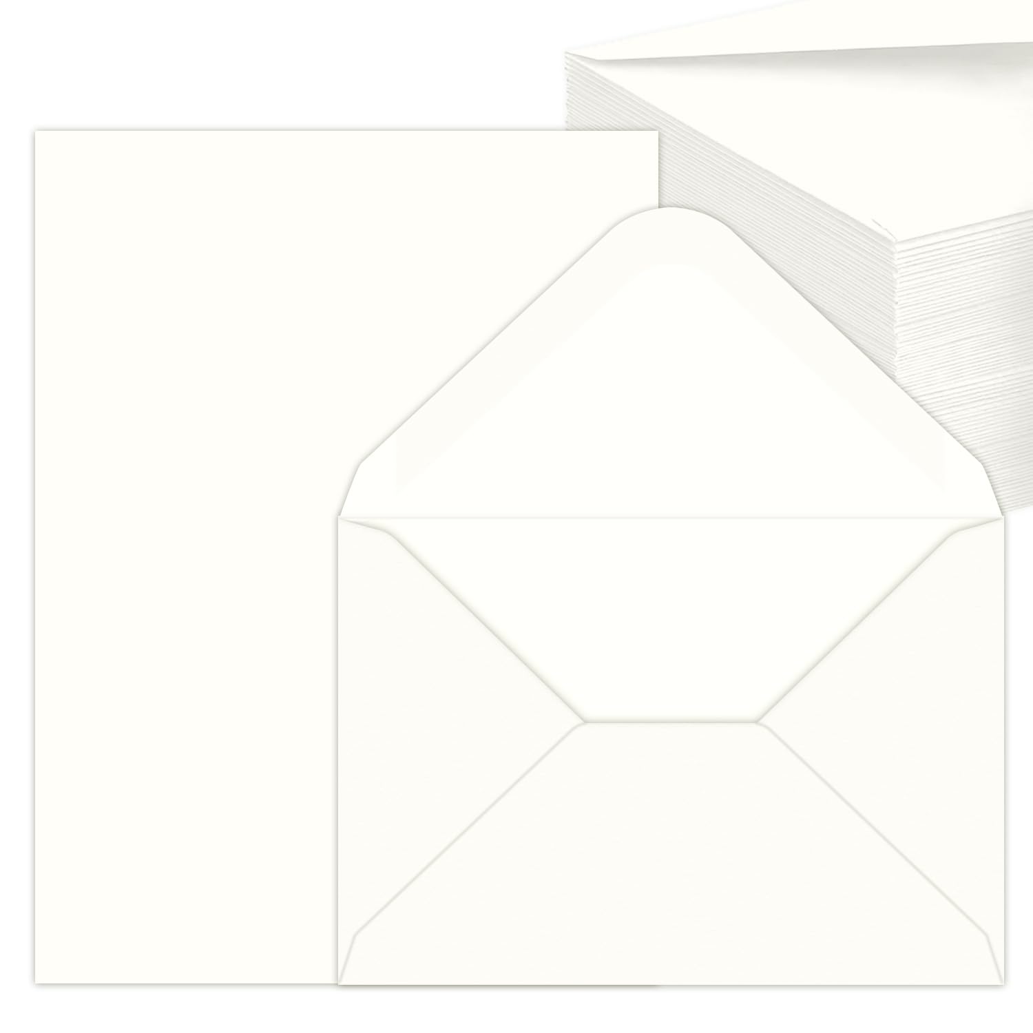 50 Sets of Writing Paper with Envelopes, Kraft Paper and Blank Cards for DIY Invitations, Greeting Cards, Thank You Cards, DIN C6/A5, White