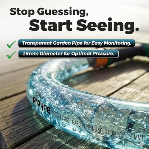 Image of Prayag Garden Pipe 15 Meter(49.21 Feet) | Flexible PVC Water Hose Pipe for Gardening, Car Wash & Home Cleaning | Lightweight & Durable, Plain - Transparent Blue(15Meter, 0.5 Inch)