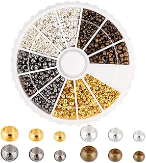 Pandahall Elite about 1440 pcs 3 Sizes(2/2.5/3mm) Rondelle Brass Crimp Beads with Large Hole for Bracelet Necklace Jewellery DIY Craft Making, 4 Mixed Colors