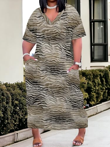 Image of SUZONANA Plus Size Dresses for Curvy Women African Print American Dress Summer Outfits Casual Loose with Pocket