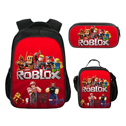 Roblox Ryggsäck med lunchlåda student bokväska shcool väska för barn pojkar spel fans gåvor, Färg 3, En storlek, Reseryggsäckar