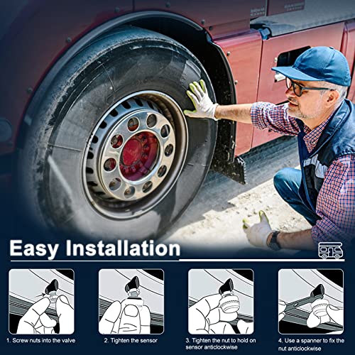 Tire Pressure Monitoring System 7 Alarm Modes Solar/Usb Charge Tpms With 6 External Sensor 1 Signal Repeater ( 85Ft Sensing Distance ) For Rv Travel Trailer Motor Home Truck(0~199 Psi, -40~257℉) #TOP6