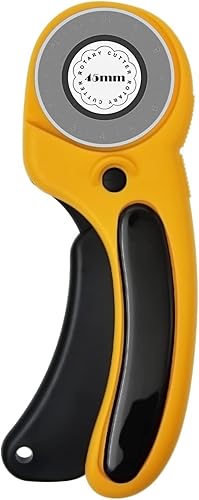 Cortador giratorio de 1.772 pulgadas, cortador de tela, para papel, corte de cuero, acolchado, costura, sastres (amarillo)