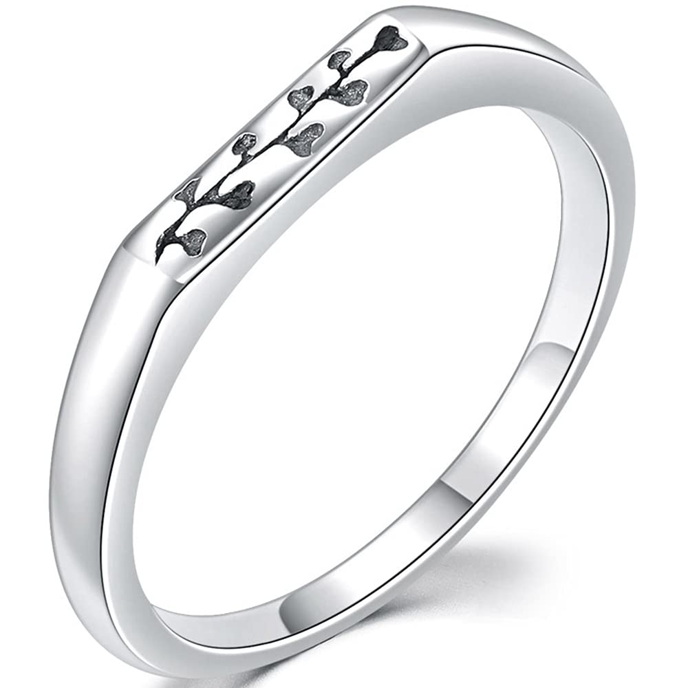 Jude Jewelers Stainless Steel Hammered Floral Narrow Signet Stacking Style Promise Statement Anniversary Ring