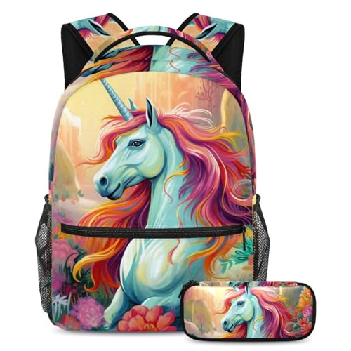 Sac d'école licorne d'été grand format pour ados en voyage et randonnée