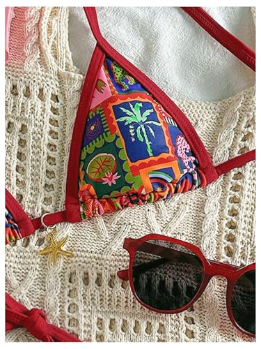 Milumia Women's 2 Piece Bikini Set Tribal Tie String Triangle Low Waist Swimsuits3