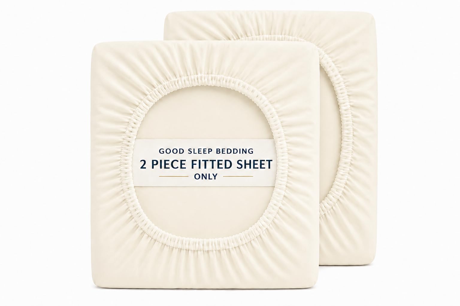 Good Sleep Bedding 2 Pack Fitted Sheets, 100% Egyptian Cotton Fitted Sheet King Size, Luxury 41cm/16" Deep Pocket Sheets, Sateen Weave King Fitted Sheet, Ultra Soft Pack of 2 Fitted Sheets, Ivory โ image 1