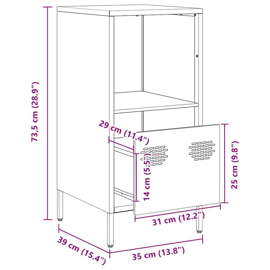 vidaXL Szafka, czarna, 35x39x73,5 cm, stal walcowana na zimno